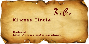Kincses Cintia névjegykártya